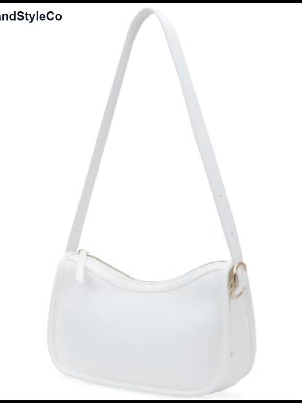 Vegan Leather Crescent Shoulder Bag Small Zip Purse Adjustable Strap